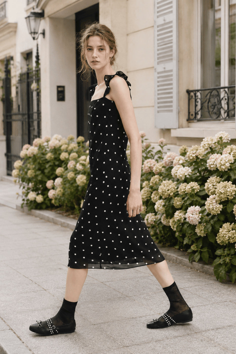 Spot Print Tulle Bodycon Midi Slip Dress Secondary image