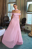 Satin Mesh Off Shoulder Prom Dress