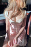 Square Neck Lace Up Puff Sleeve Corset Mini Dress