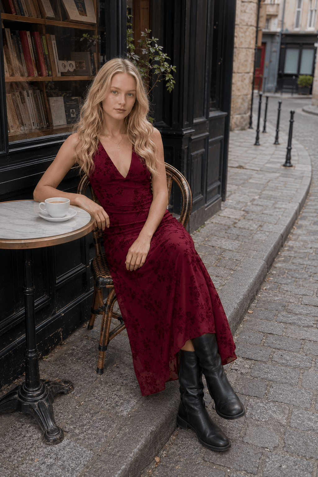 V-Neck Sleeveless Slim Fit Floral Dress Main image