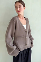 V Neck Pocket Detail Cardigan