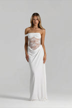 Lace Panel Spaghetti Strap Fitted Dress