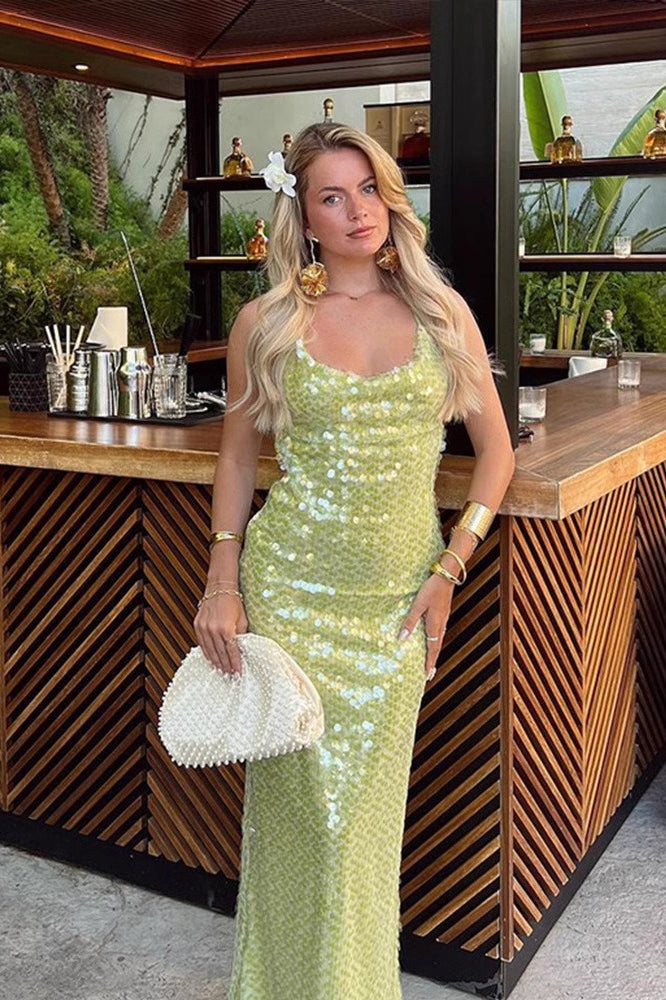 Sequin Spaghetti Strap Backless Bodycon Sequin Dress Main image