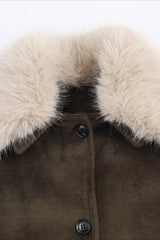 Textured Faux Fur Trim Jacket