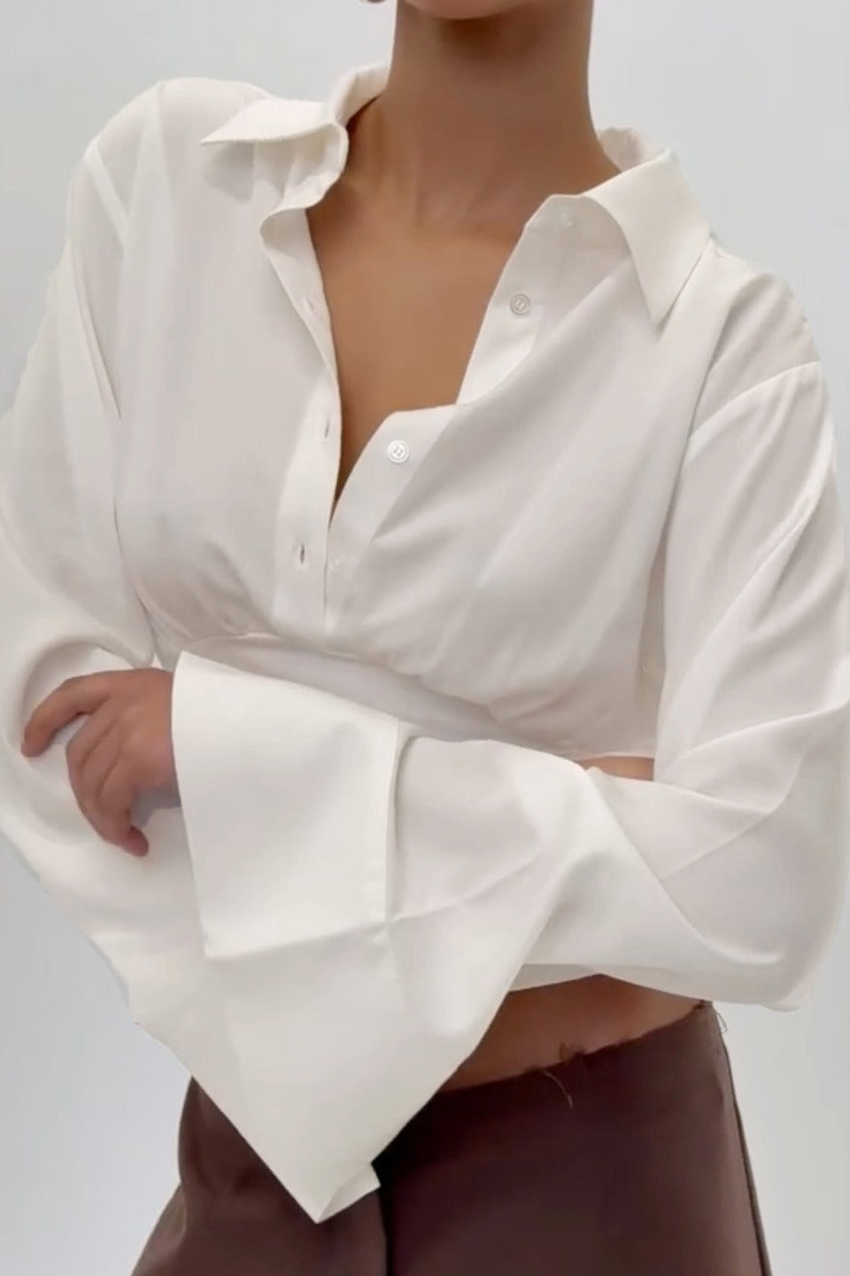 Sleeve Panel Solid Polo Blouse Main image