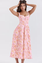 Patchwork Print Wrap Flowy Floral Dress