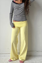 Y2K Foldover Waist Wide Leg Pants