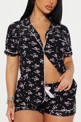 Collared Tee Shorts Sleepwear Pajama Set