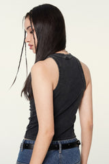 Washed Digital Print Crop Tank Top