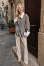 Semi-Sheer Leisure See Through Shirt With Cami Top