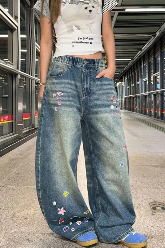 Cartoon Graffiti Baggy Jeans Main image