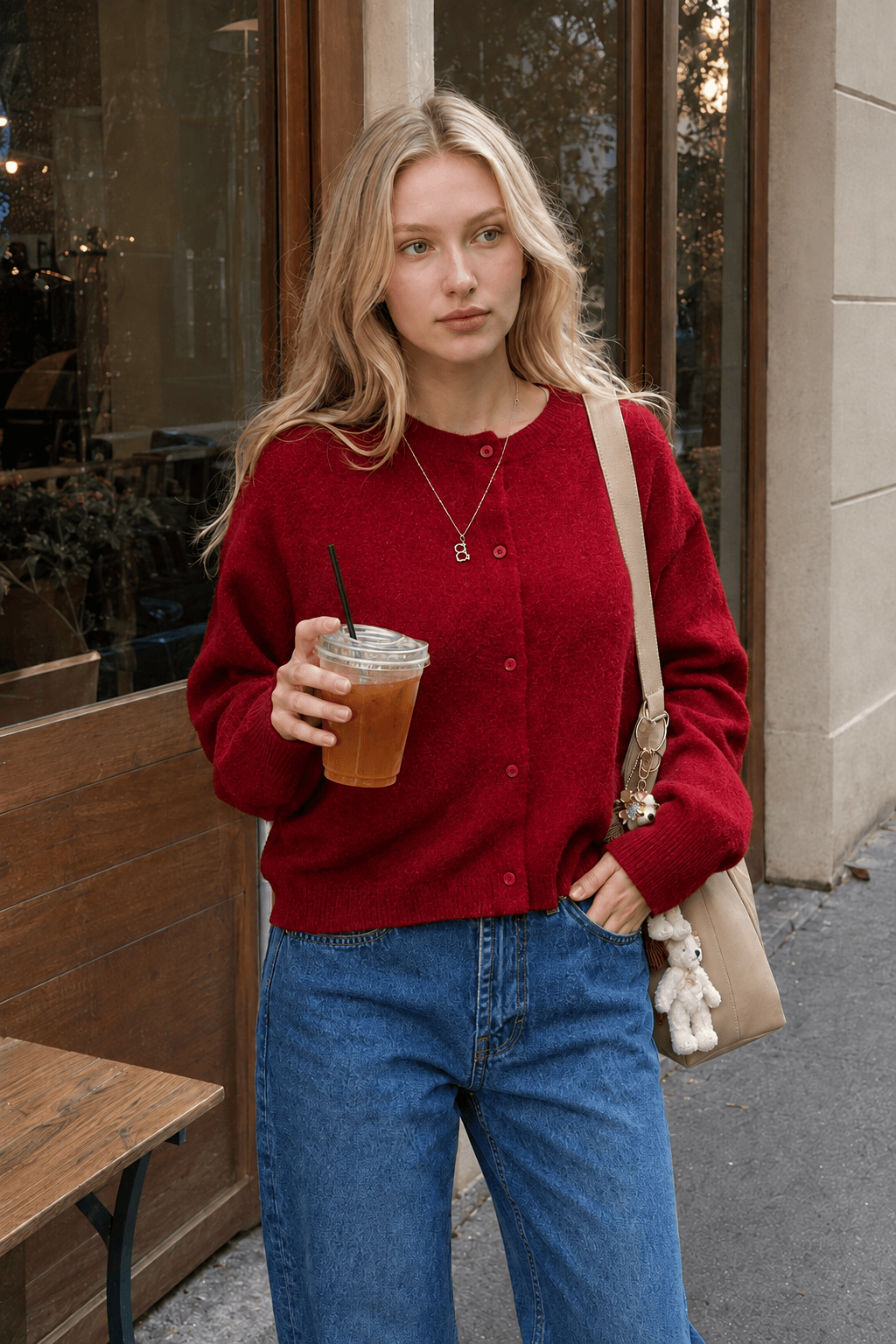 Cropped Knit Button Cardigan