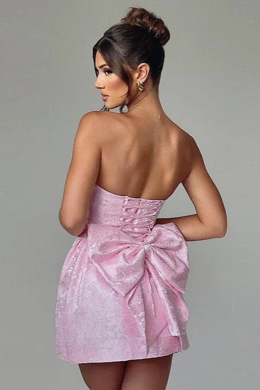 Strapless Jacquard Bow Birthday Dress Secondary image