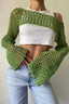 Solid Cutout Sheer Cropped Long Sleeve Crop Top