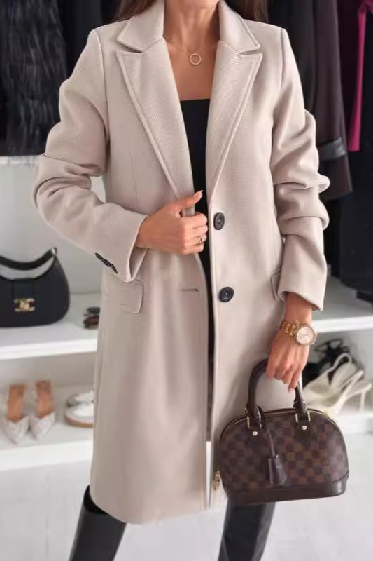 Explosive Model Plain Single Breasted Simple Woolen Long Sleeve Overcoat Main image