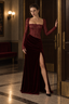 Lace Panel High Slit Long Sleeve Maxi Lace Dress