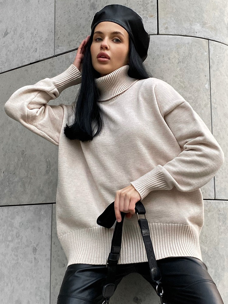 Thick Oversize Turtleneck Winter Warm White Knitted Oversized Sweater Main image
