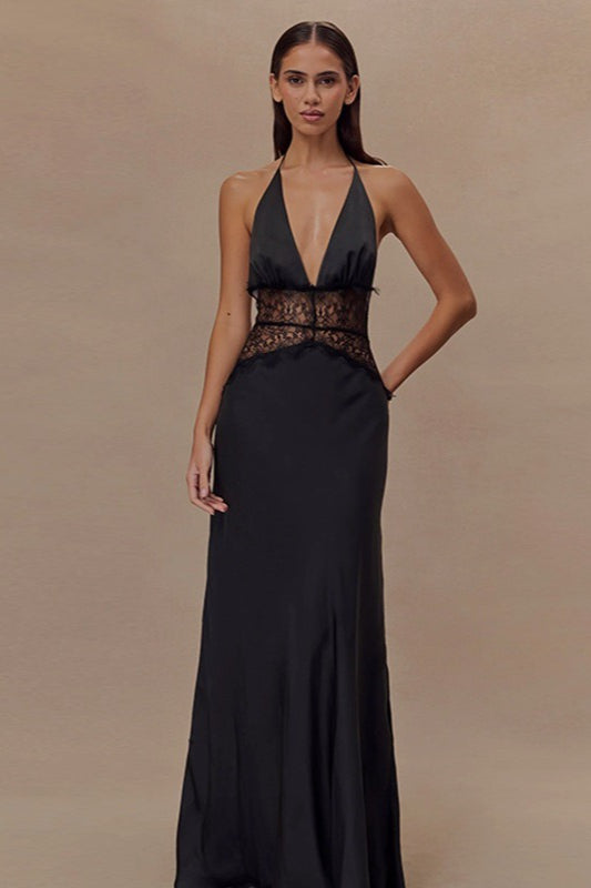 Lace V Neck Backless Cami Long Formal Dress Main image