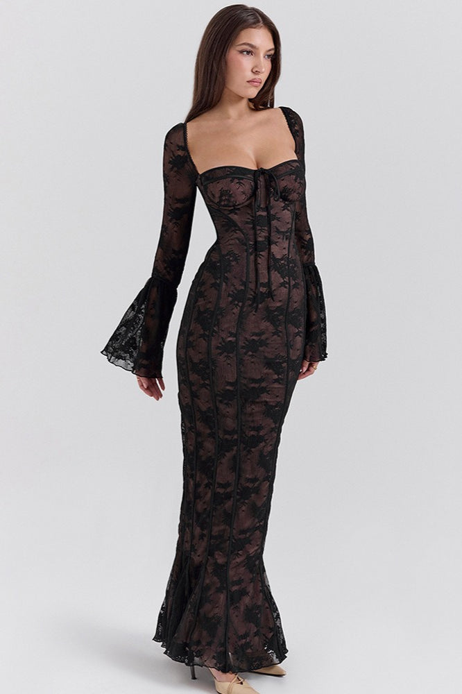 Strapless Lace Flared Backless Bodycon Maxi Lace Dress Main image