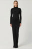 Mock Neck Ruched Hip Column Maxi Dress