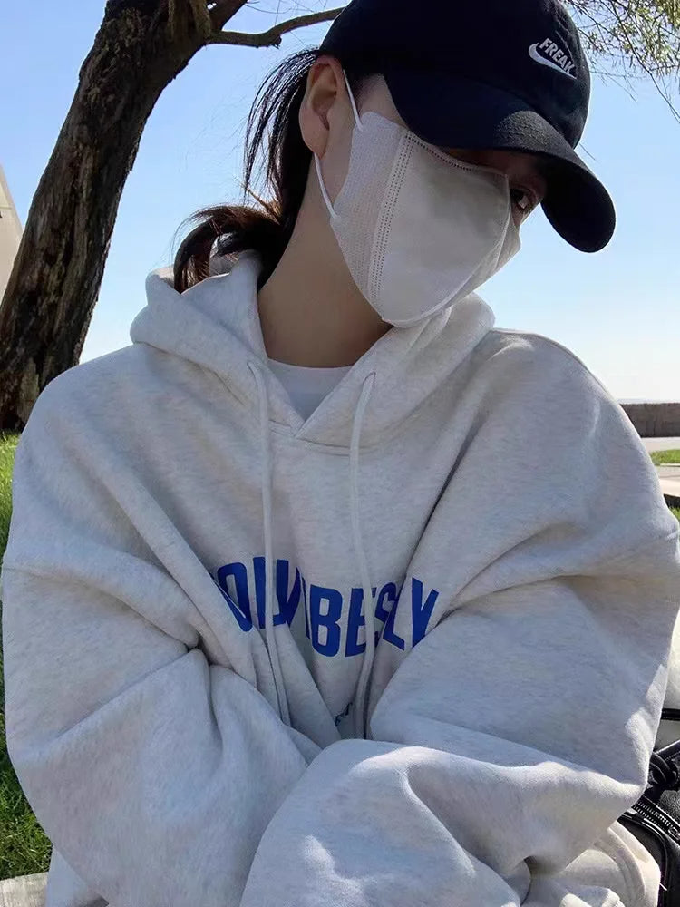 Letter Print Loose Fit Hoodie Secondary image