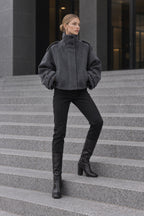 Vintage Stand Collar Buttoned Short Wool Coat