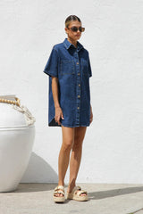 Short Sleeve Shirt Denim Dress