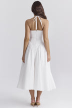 Draped Halter Maxi Party Dress