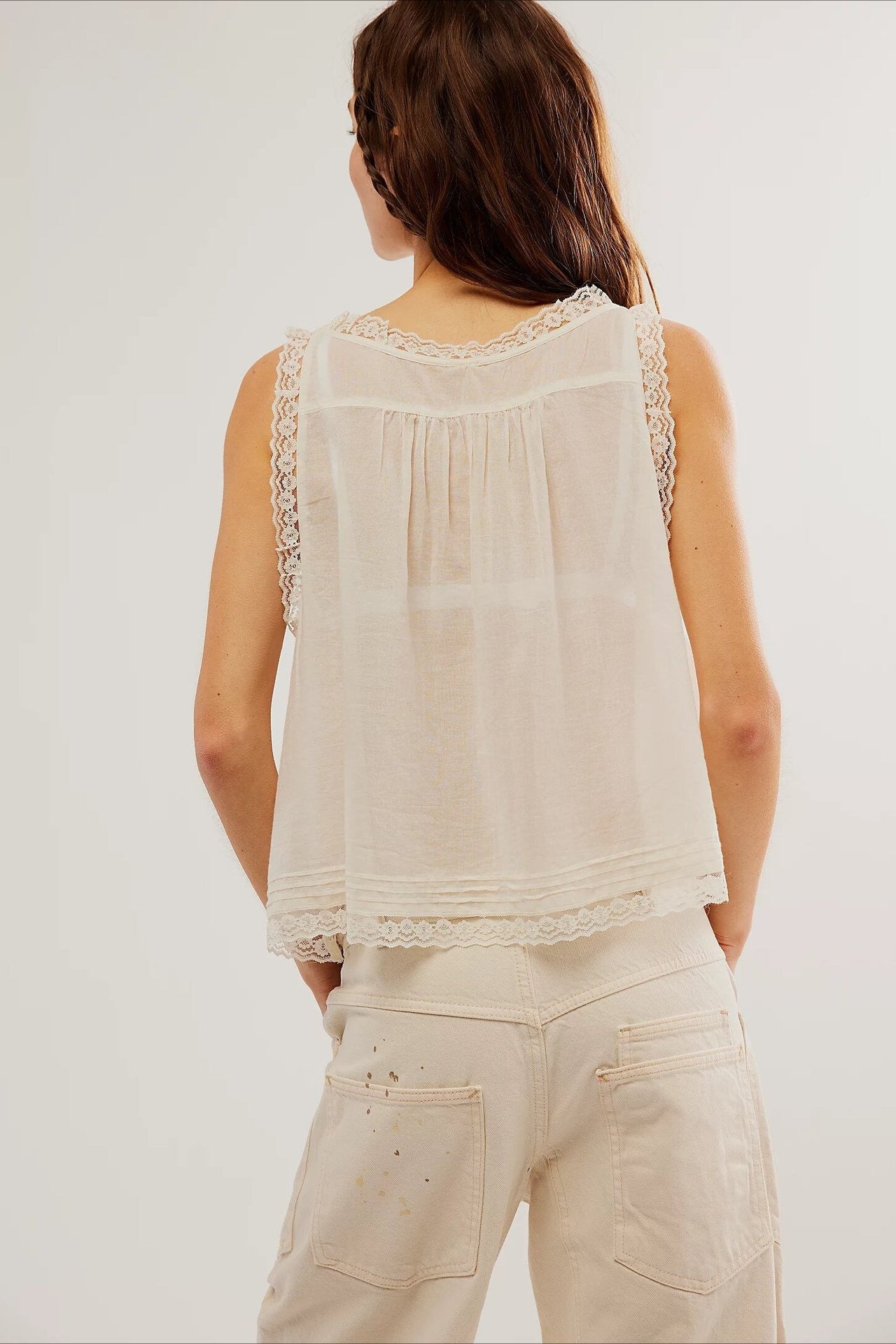 Solid Lace Ruffled Slim Fit Cami Top Secondary image