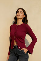 Single Breasted Ribbed Knit Cardigan