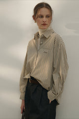 Color Block Stripe Collared Blouse