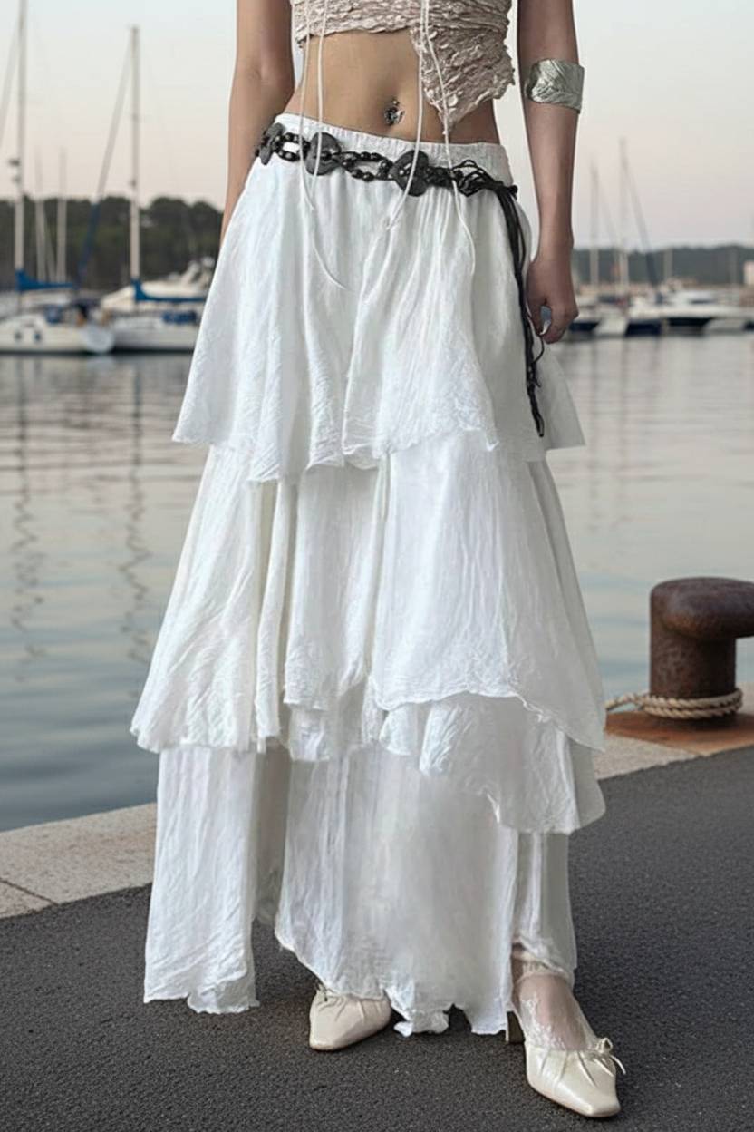 Low Waist Asymmetrical Maxi Skirt Main image