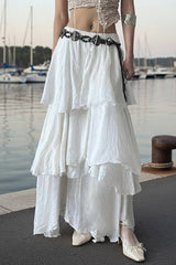 Low Waist Asymmetrical Maxi Skirt