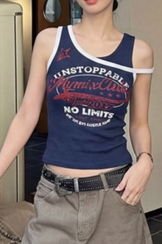Letter Print Color Block Tank Top Secondary image