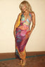 Gradient Print Halter Deep V Slit Maxi Party Dress