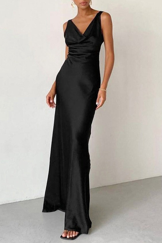 Cowl Neck Satin High Waist Bodycon Formal Dress Secondary image