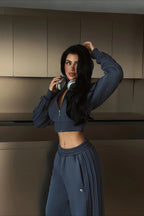 Cropped Hoodie Wide Leg Sweatpants Two-Piece Set