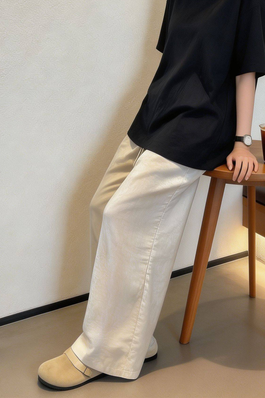 Breezy Linen Blend Straight Leg Casual Pants Secondary image