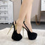 Stylish 16CM Thin High Heel Women’s Banquet Prom Waterproof Bow Metal Buckle High Heel