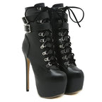 16cm Thin high heel modern metal buckles mid-calf round toes  High Heel