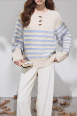 Vintage Stripe Placket Knit Top