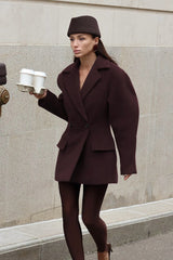 Wool Blend Relaxed Tailoring Coat