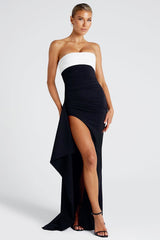 Elegant Strapless Slit Birthday Dress