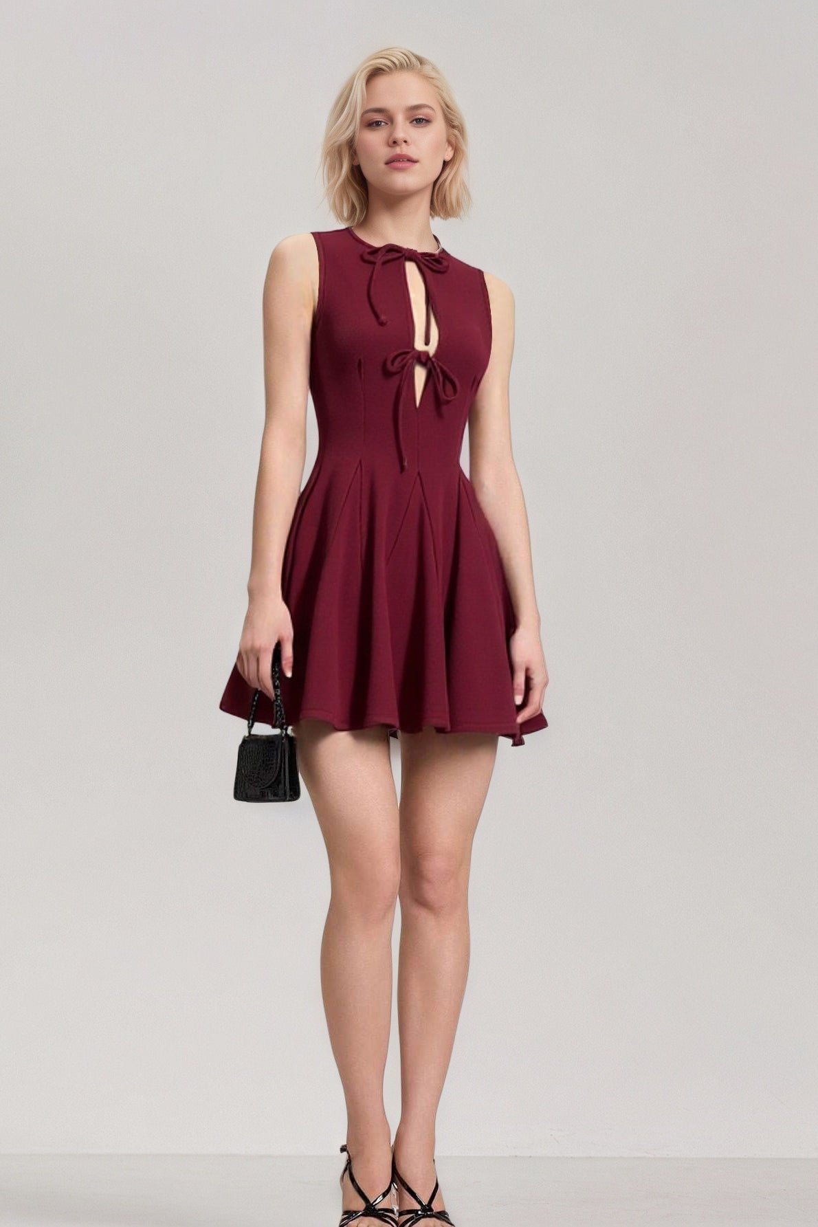 Ruched Corset Bow Detail Sleeveless Mini Dress Secondary image
