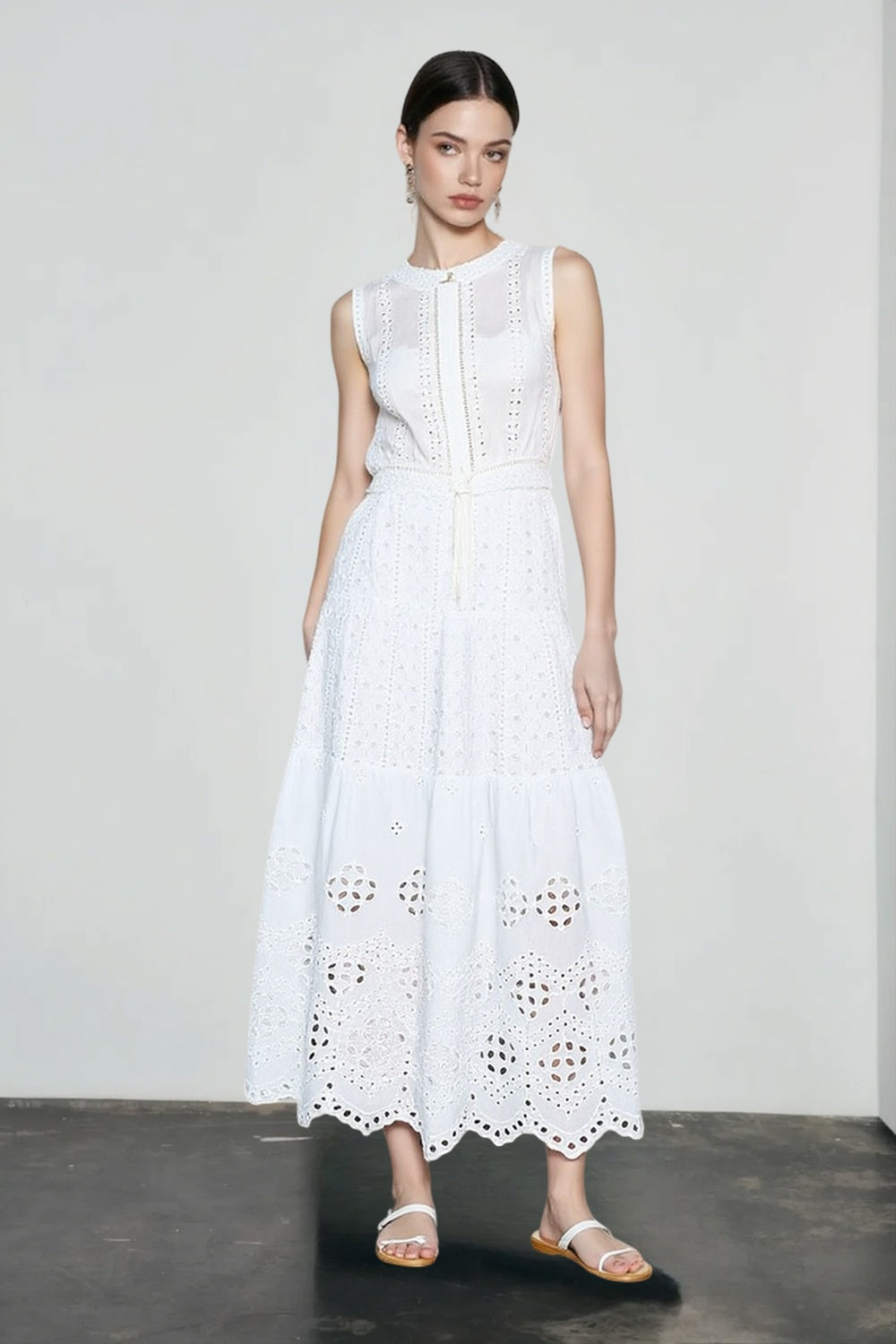 Hollow Out White Flowy Vacation Skirt Secondary image