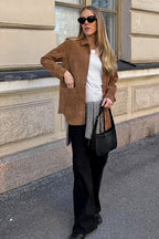 Russet Suede Notch Collar Coat