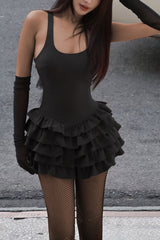 Puff Hem Bodycon Slip Dress