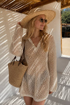 Solid Knit Hollow Out Cover Up
