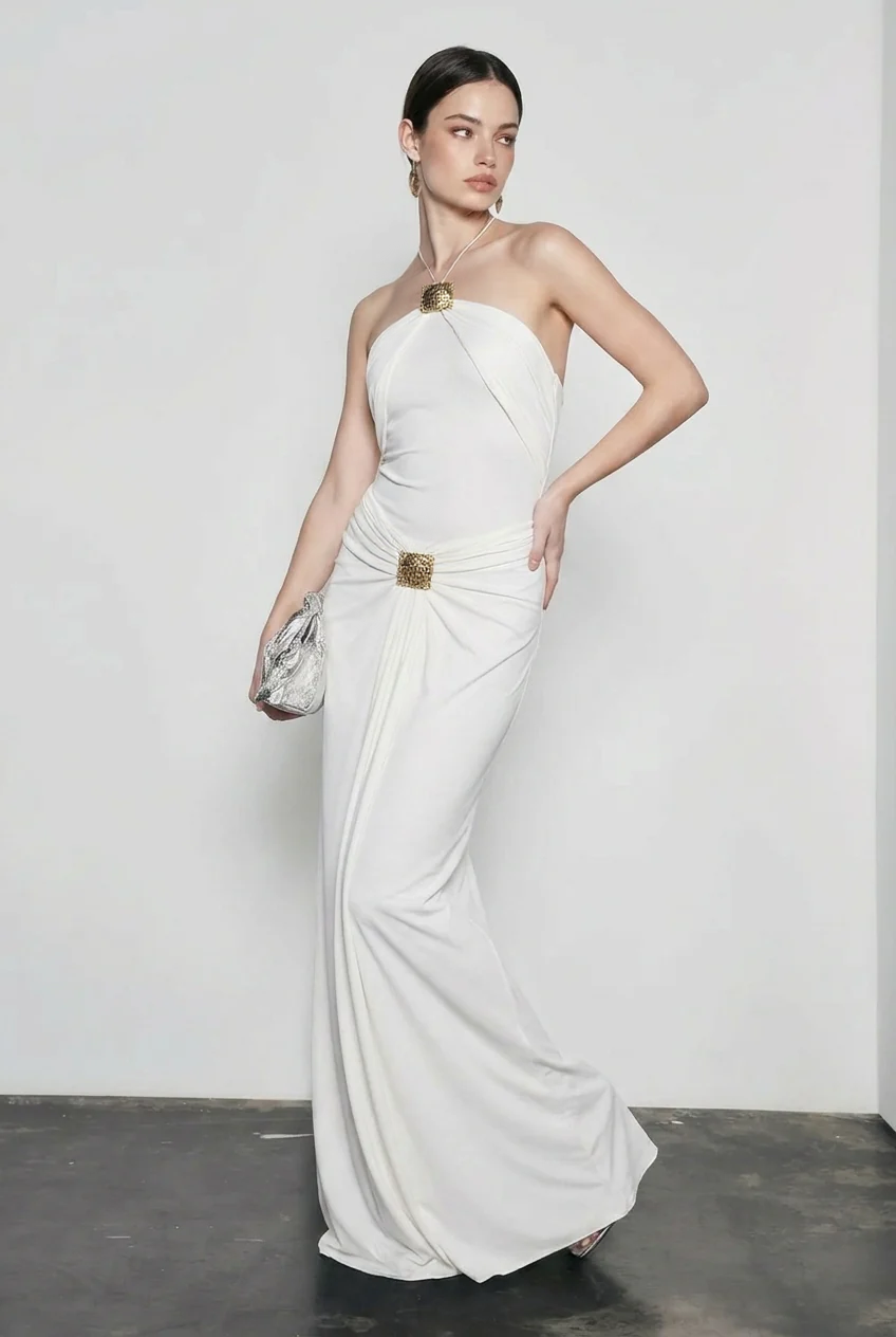 Halter Neck Ruched Bodycon Vacation Dress Main image
