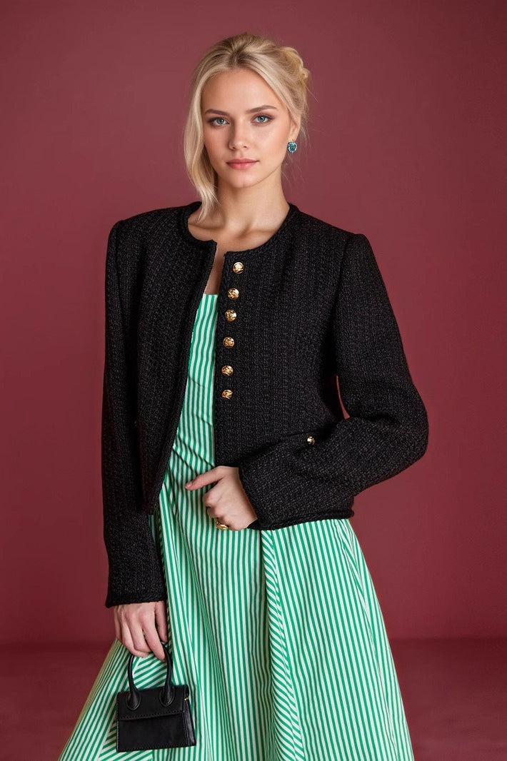 Short Tweed Long Sleeve Coat Main image